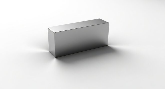 Shiny metallic rectangular prism shape for design and presentation