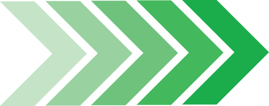 Green gradient chevron arrow pattern with fade effect pointing right on transparent background