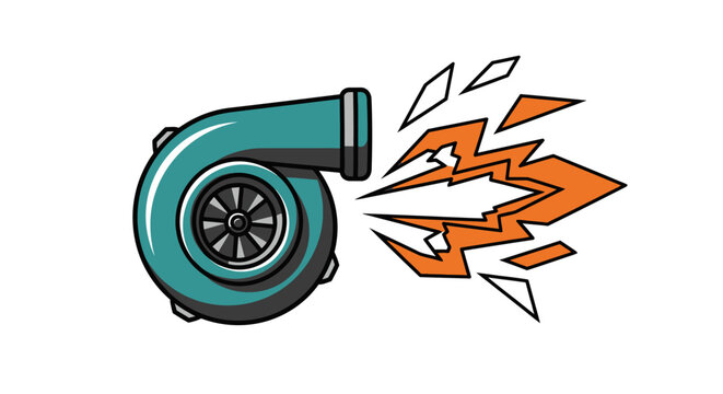 Turbocharger with Flames and Speed Lines.