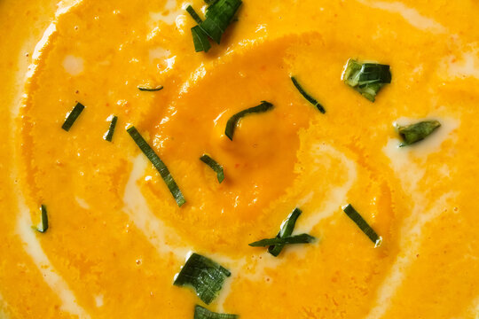 close up of a pumpkin soup