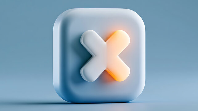 Close symbol icon a photorealistic 3d rendering with soft lighting