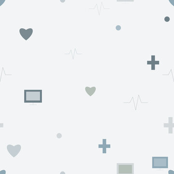 Seamless pattern of healthcare and medical symbols on light background