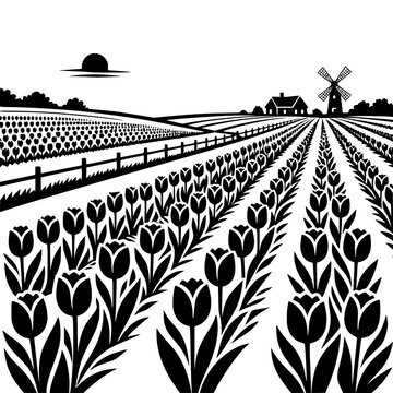 Tulip Field Countryside Landscape