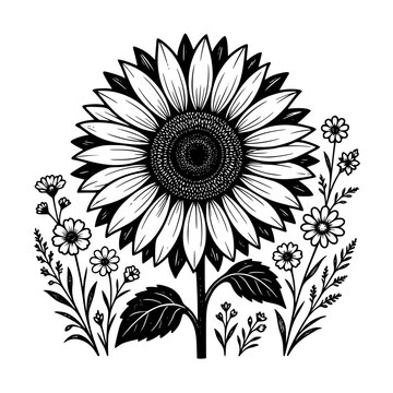 Giant Sunflower with Wildflowers