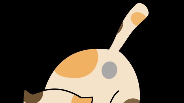 Excited Calico Cat Tail Wagging Animation Transparent Background
