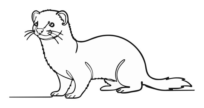 Cute Domestic Ferret Line Art Vector Icon Isolated o.... Generative AI