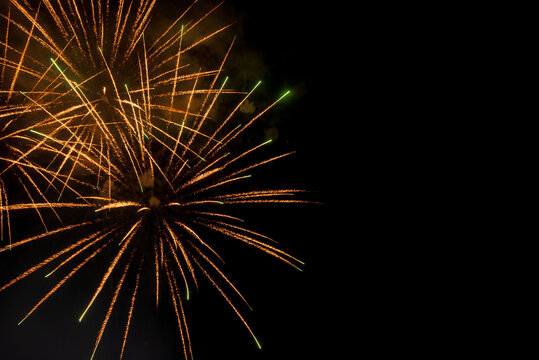 Golden Firework Countdown to new year 2026 party time event anniversary independence day night time celebrate national holiday. Gold firework in the night time celebrate national holiday. Happy new
