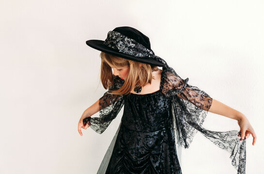 Little Girl in Witch Costume for Halloween