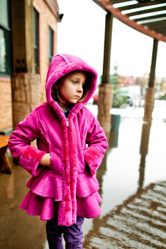 Girl in Winter Rain