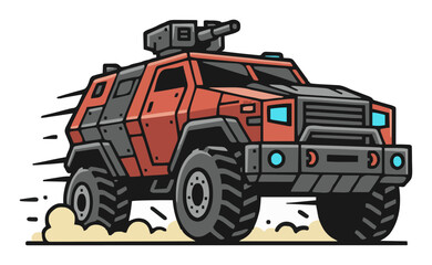 Obraz premium Post apocalyptic survival truck vector illustration .... Generative AI