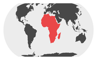 Equal Earth world map projection highlighting Africa at its true relative land area, reflecting the UN resolution promoting more accurate and equitable geographic representation © SAJADAHMAD