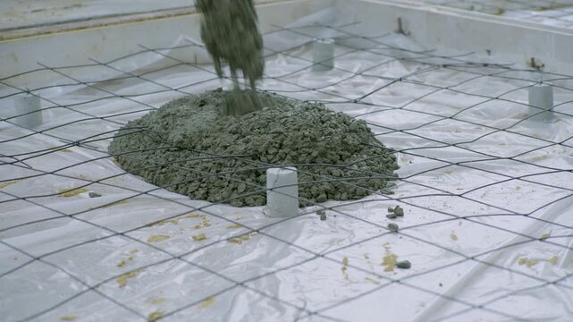 Pouring Concrete Onto Rebar Foundation