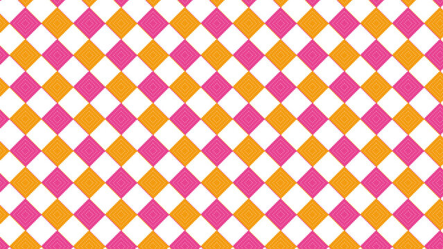 Vibrant pink and orange geometric diamond pattern background texture
