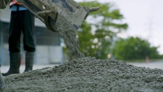 Concrete Pouring From Mixer Truck Chute