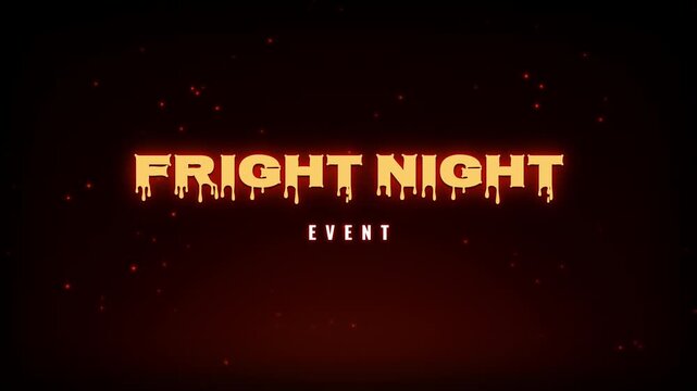Fright Night Event Glowing Horror Title Animation with Floating Red Embers on Dark Background