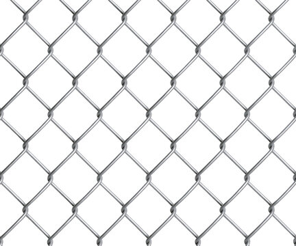 Seamless chain link fence texture isolated on white background
