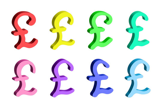 Set of 3d british pound currency symbol Elements for design