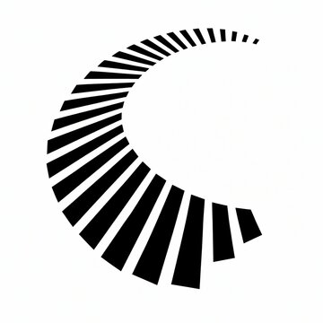 Abstract crescent shape made of black lines isolated on a white background