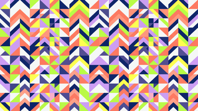 Geometric pattern with colorful chevron shapes forms a vibrant seamless abstract background.