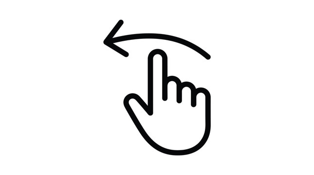 Hand gesture icon illustrating a swiping motion to the left for mobile device screen navigation interfaces