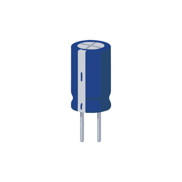 Electronic Capacitor Component Flat Vector Illustration