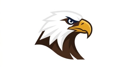 Obraz premium Bald eagle head mascot logo design, aggressive bird of prey vector illustration.