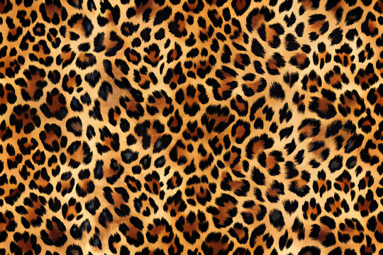 Leopard print pattern background, wild cheetah fur texture close up, animal skin spots design for fashion textiles