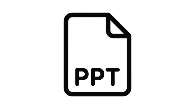 Minimalist digital file icon representing powerpoint presentation documents with bold black lines on white background