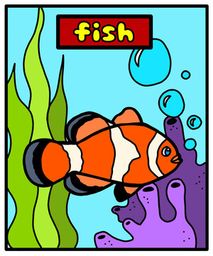 vector illustration of a fish in the sea 
