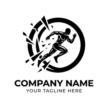 Athletic Man Running Fast, Speed, Success, Sports Logo Design