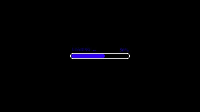 Blue complete status progress bar button illustrated with a glowing neon outline against a solid dark black background