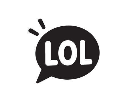 Black silhouette of lol text in speech bubble funny message icon silhouette