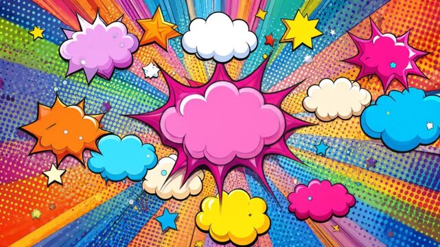 Colorful Pop Art Comic Background with Speech Bubbles