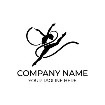 Rhythmic Gymnastics Silhouette: Dancer with Ribbon Logo