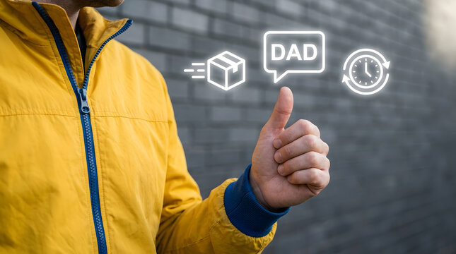 Person giving thumbs up near digital delivery