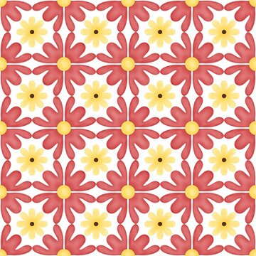 seamless floral pattern red and yellow flower