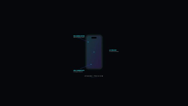 Modern Smartphone Technology Specifications Infographic on Minimalist Dark Background