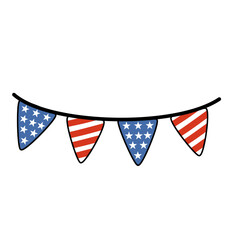 Obraz premium Patriotic bunting garland banner with stars and stripes vector illustration isolated on white background