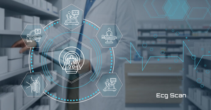 Digital health technology in medical diagnostics with MRI and ECG scan integration