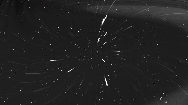 Abstract black grey gradient background effect with streaking stars in dark outer space background. Suitable for scifi projects, futuristic designs, or space themed concepts.
