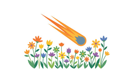 Meteor Falling Towards Colorful Blooming Flowers © Tambah