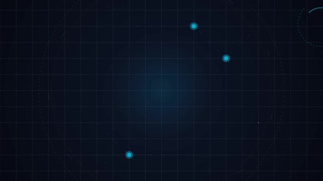 Futuristic HUD interface with glowing blue elements on dark digital grid background