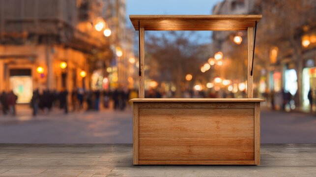 Wooden Market Stall on City Street