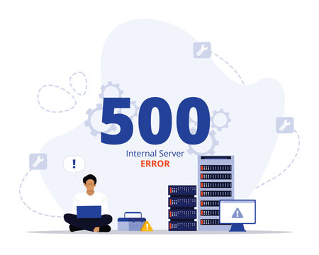 500 internal server error concept illustration. Suitable for landing page, ui, web, App intro card, editorial, flyer, and banner.