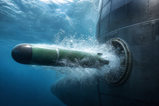 Underwater torpedo launch from submarine tube