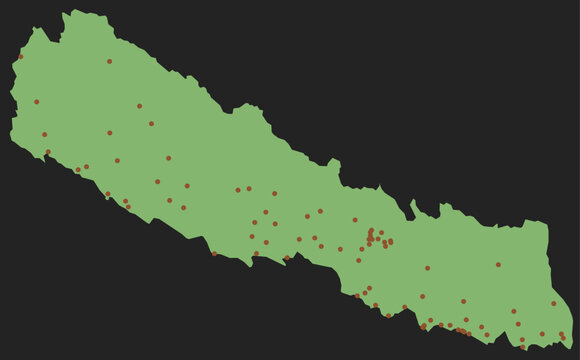 Map of Nepal with Major Cities Vector Map for Reuse Ai