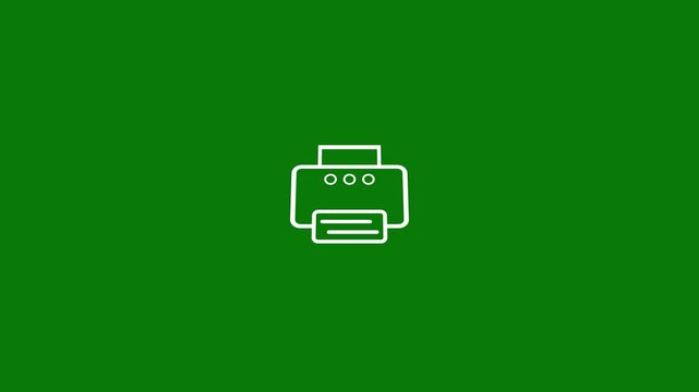Printer machine icon for document printing, office equipment, and digital to physical output.Printer animated icon.Printer minimalist stroke animation.