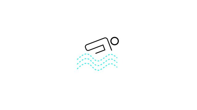 Swimming swimmer person swimming in water sport exercise fitness aquatic active lifestyle isolated black icon symbol.swimming line icon.