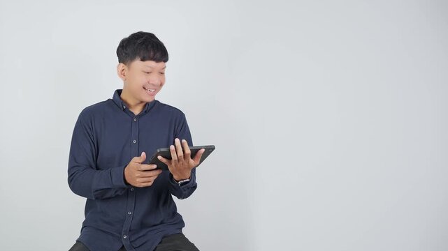 Happy Person Smiling After Receiving Positive Email