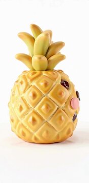 Fun pineapple character, packed with essential vitamins, minerals. Abstract loop animation. 4K stock video.